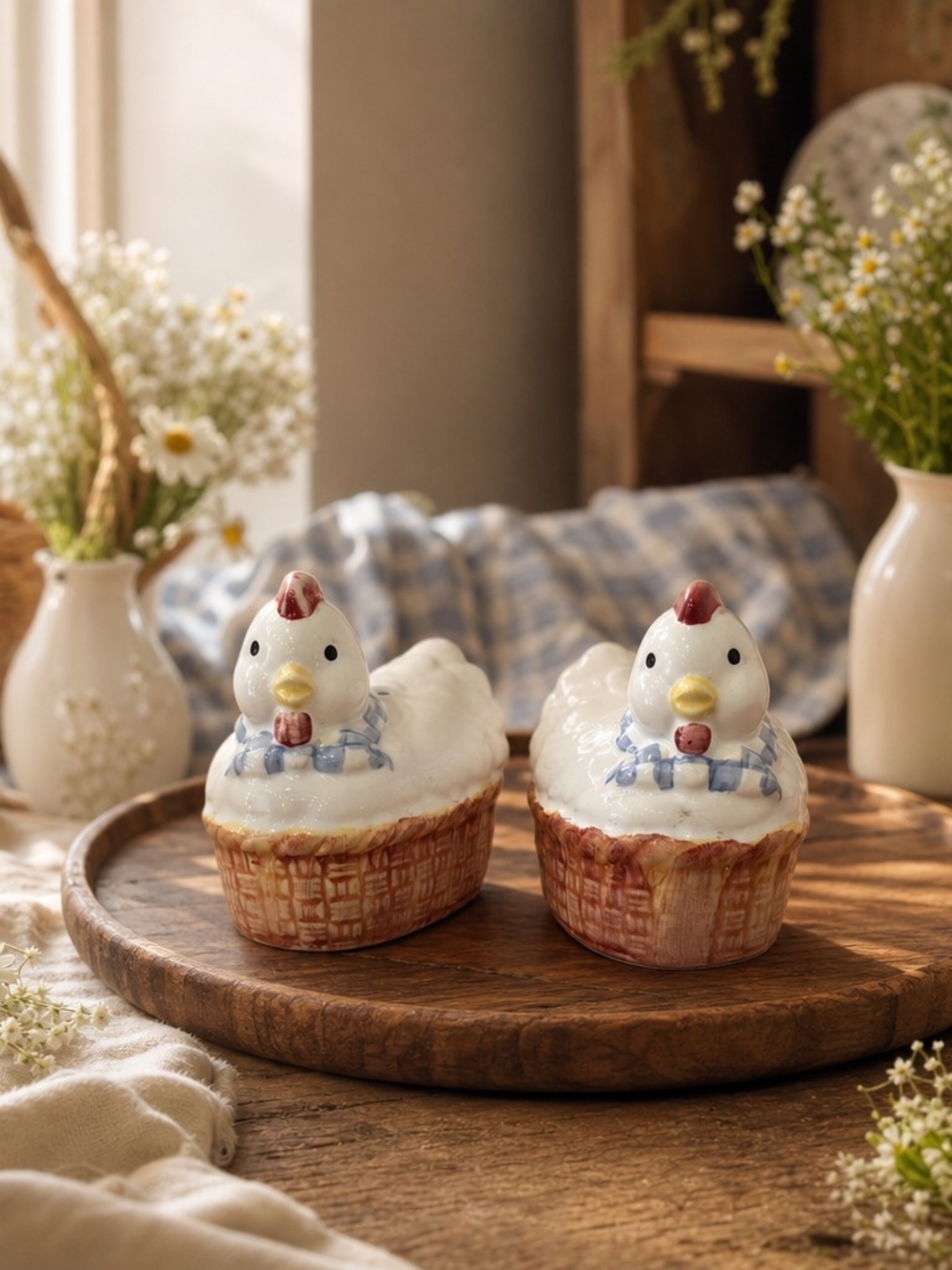 Vintage Ceramic Hen Salt & Pepper Shakers – Farmhouse Cottagecore Charm